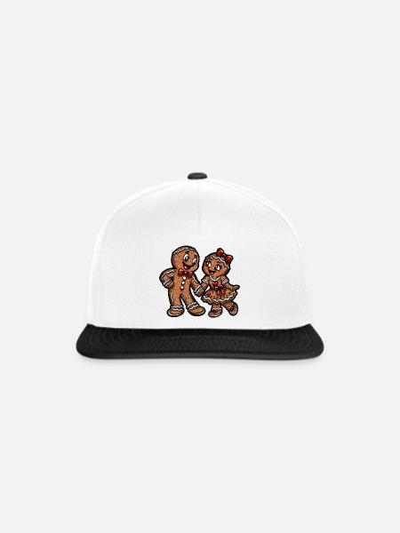 Pfefferkuchen Pärchen Weihnacht Liebe - Snapback Cap - Weiß/Schwarz