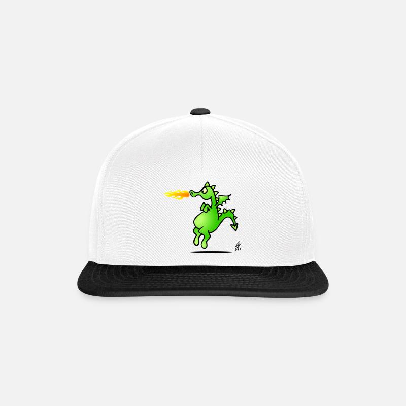 Drachen - Snapback Cap - Weiß/Schwarz