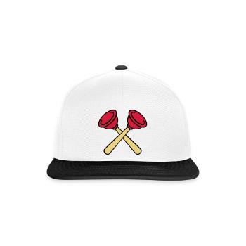 Pömpel gekreuzt - Snapback Cap - Weiß/Schwarz - Vorne