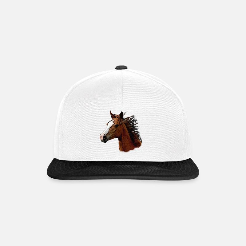 pferdegesicht seitlich, wunderschöne pferde - Snapback Cap - Weiß/Schwarz