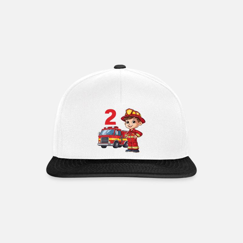 2 Anniversaire Camion de pompiers Pompier Pompiers - Casquette snapback - blanc/noir