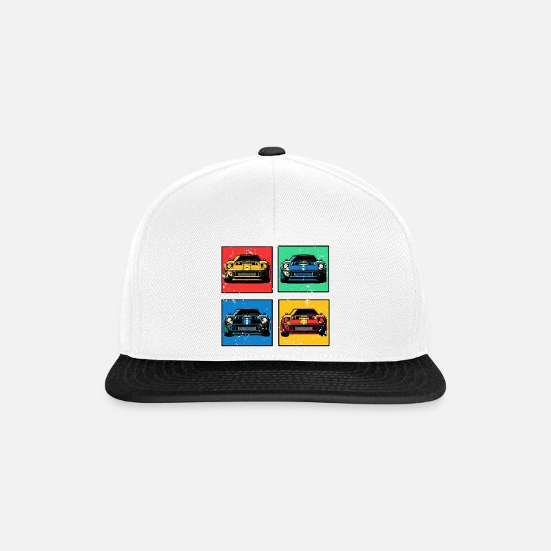 Retro Autos - Snapback Cap - Weiß/Schwarz