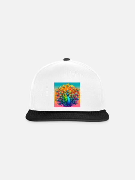 Pfau - Snapback Cap - Weiß/Schwarz