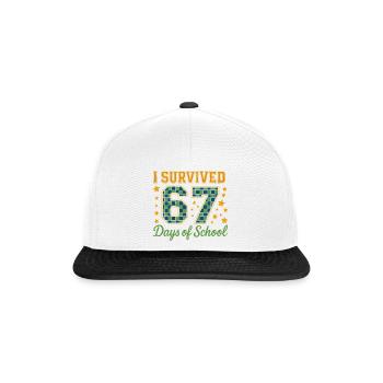 67 Tage Schule Überlebt - Snapback Cap - Weiß/Schwarz - Vorne