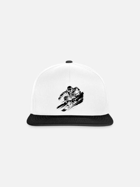 Snowboarder Zeichnung - Snapback Cap - Weiß/Schwarz