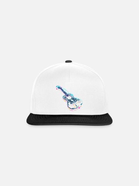 Ukulele Grafik Retro-Look - Snapback Cap - Weiß/Schwarz
