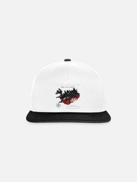 Island Vulkan Lava Karte Kompass - Snapback Cap - Weiß/Schwarz