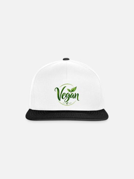 Vegan - Veganer - fleischfrei - fleischlos - Snapback Cap - Weiß/Schwarz