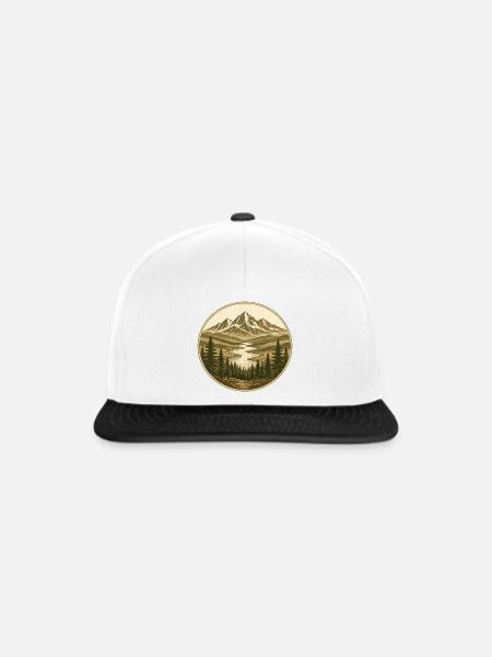 Rundbild Bergfluss Waldlandschaft - Snapback Cap - Weiß/Schwarz