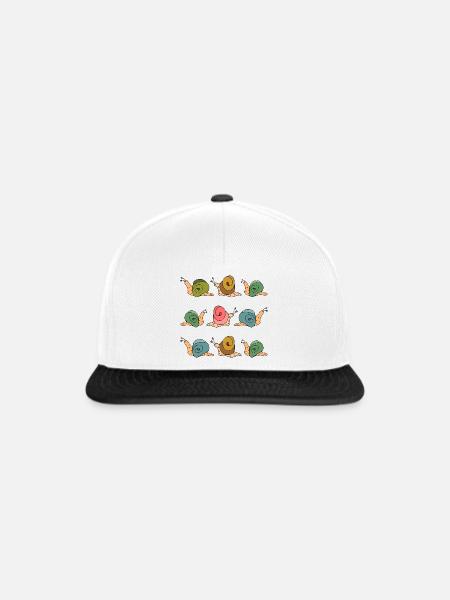 Schnecken - Snapback Cap - Weiß/Schwarz
