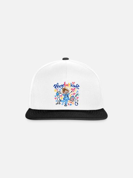 Pflegefachkraft Beruf Pflege Geschenk Doodle - Snapback Cap - Weiß/Schwarz