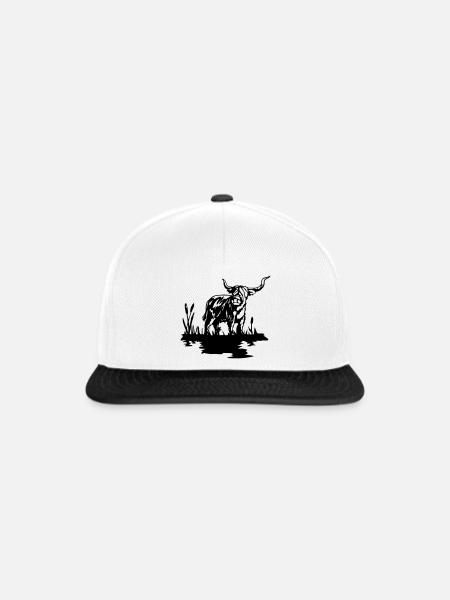 Schwarzes schottisches Highlander-Design - Snapback Cap - Weiß/Schwarz