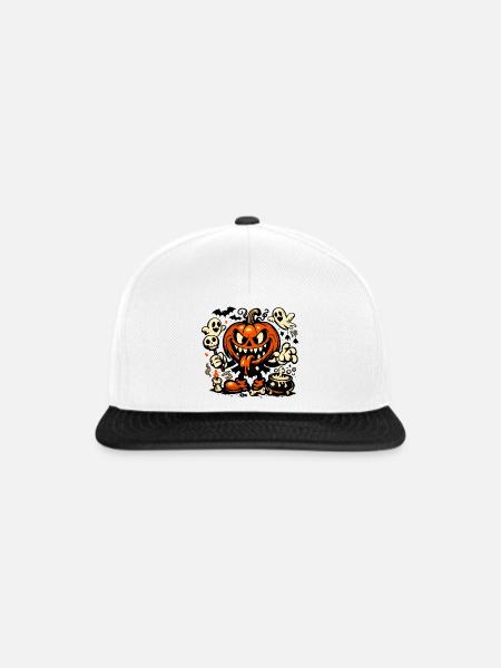Gruseliger Kürbis Geist Fledermaus Kostüm - Snapback Cap - Weiß/Schwarz