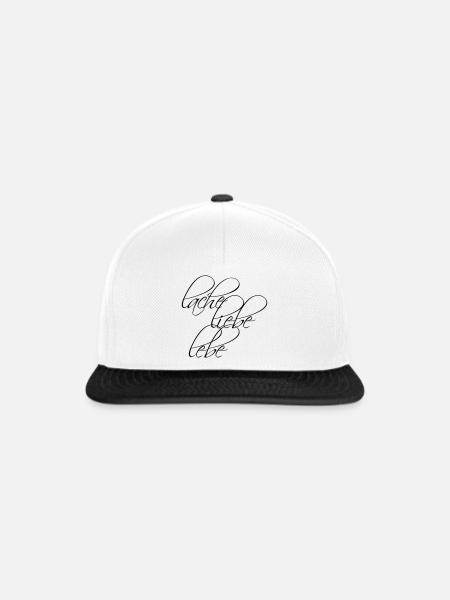 Design: Lache Liebe Lebe - Snapback Cap - Weiß/Schwarz