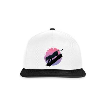 Schwarzer Tier-Panther aus dem Dschungel - Snapback Cap - Weiß/Schwarz - Vorne
