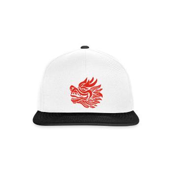 Chinesischer Drachenkopf (Rot) - Snapback Cap - Weiß/Schwarz - Vorne