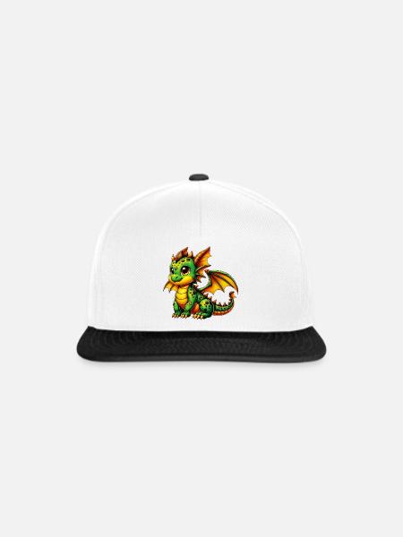 Drache - Snapback Cap - Weiß/Schwarz