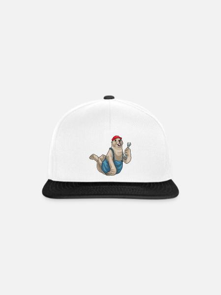 Seehund Mechaniker Schraubenschlüssel Werkstatt - Snapback Cap - Weiß/Schwarz