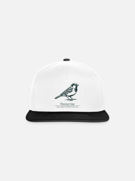 Sperling Silhouette | Ornithologie | Zeichnung - Snapback Cap - Weiß/Schwarz