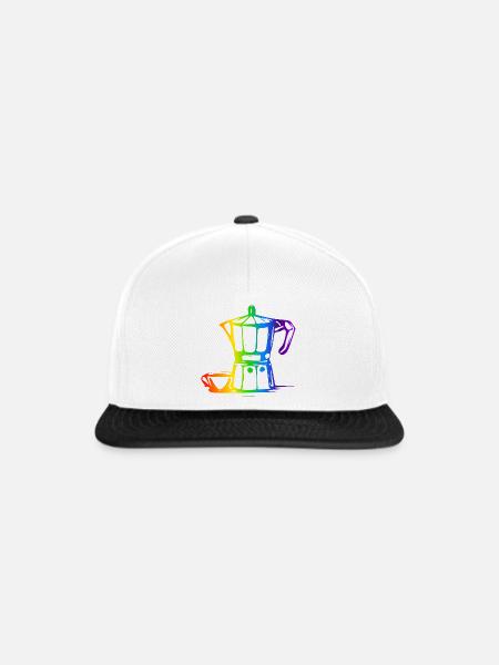 Bialetti Regenbogen Linienkunst - Snapback Cap - Weiß/Schwarz