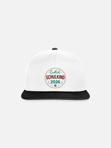 Endlich Schulkind 2026 Badge - Snapback Cap - Weiß/Schwarz