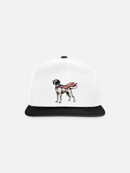 Patriotischer englischer Pointer – Pointer Papa Vogelhund - Snapback Cap - Weiß/Schwarz