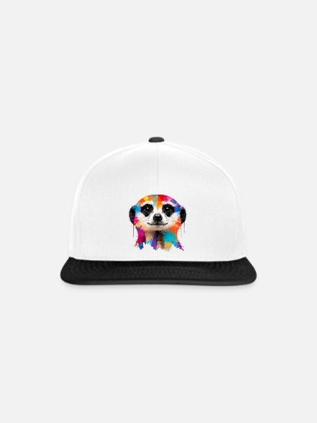 Buntes Erdmännchen mit Farbklecksen - Snapback Cap - Weiß/Schwarz