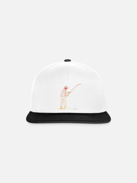Angler Grafik Retro Stil - Snapback Cap - Weiß/Schwarz