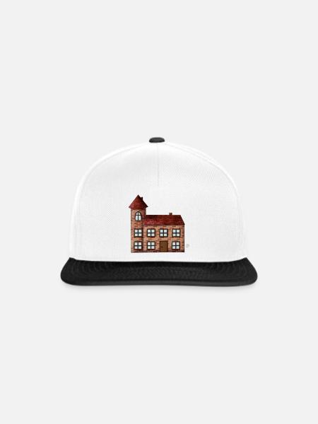 Backstein Haus Turm Cartoon - Snapback Cap - Weiß/Schwarz