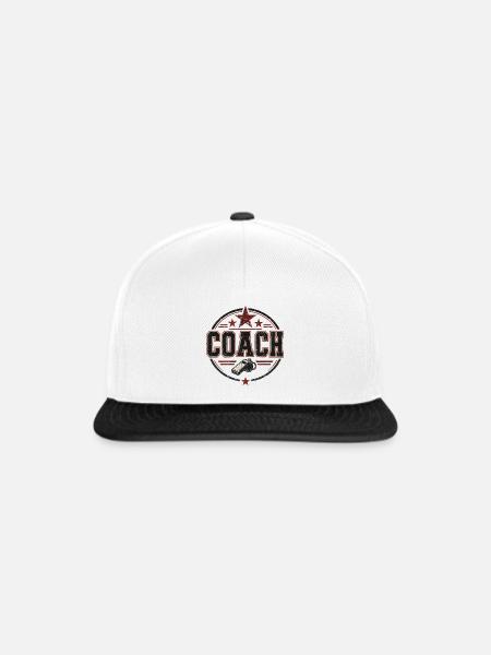 Coach - Trainer - Training - trainieren - Sport - Snapback Cap - Weiß/Schwarz