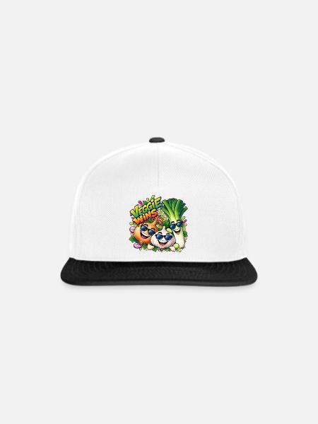 Veggie Wins: Fröhliche Gemüsefreunde - Snapback Cap - Weiß/Schwarz