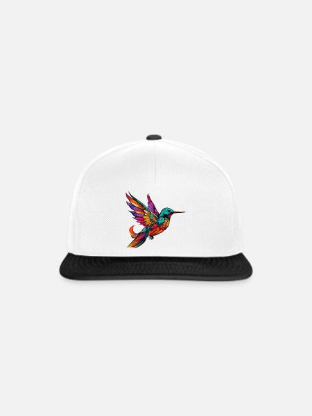Bunter Kolibri Farbenglanz - Snapback Cap - Weiß/Schwarz