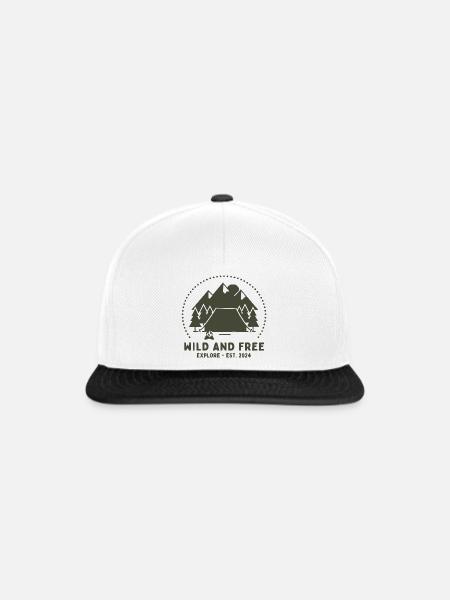 Wilde Freiheit Camping-Logo - Snapback Cap - Weiß/Schwarz