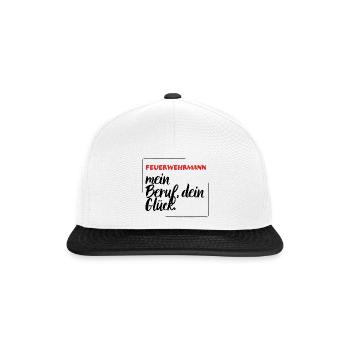 Feuerwehrmann - mein Beruf, dein Glück. - Snapback Cap - Weiß/Schwarz - Vorne