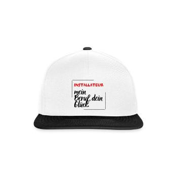 Installateur - Mein Beruf, Dein Glück. - Snapback Cap - Weiß/Schwarz - Vorne