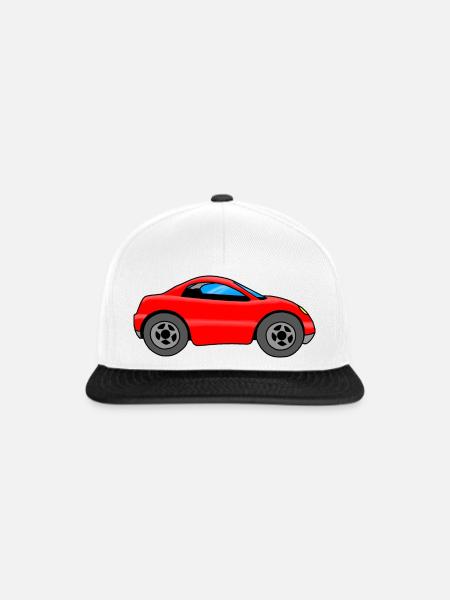 Auto Kinder, rotes Auto - Snapback Cap - Weiß/Schwarz
