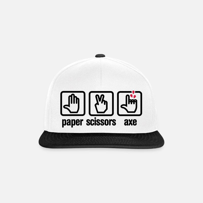 Papier - Schere - Axt - Stein - Holzfäller - Snapback Cap - Weiß/Schwarz