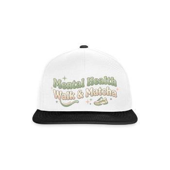 Matcha Walk Tee Spaziergang Trend Grüntee - Snapback Cap - Weiß/Schwarz - Vorne
