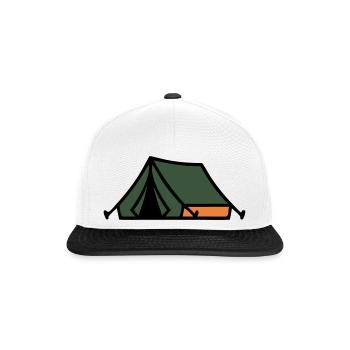 Zelt Camping Sommerlager Pfadfinder Outdoor - Snapback Cap - Weiß/Schwarz - Vorne