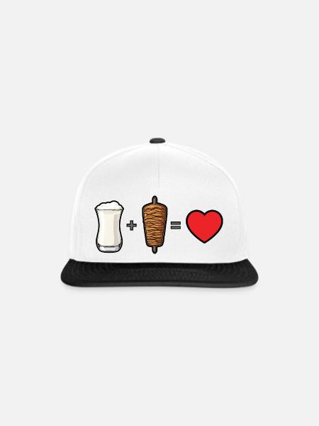Ayran + Döner = Love - Snapback Cap - Weiß/Schwarz