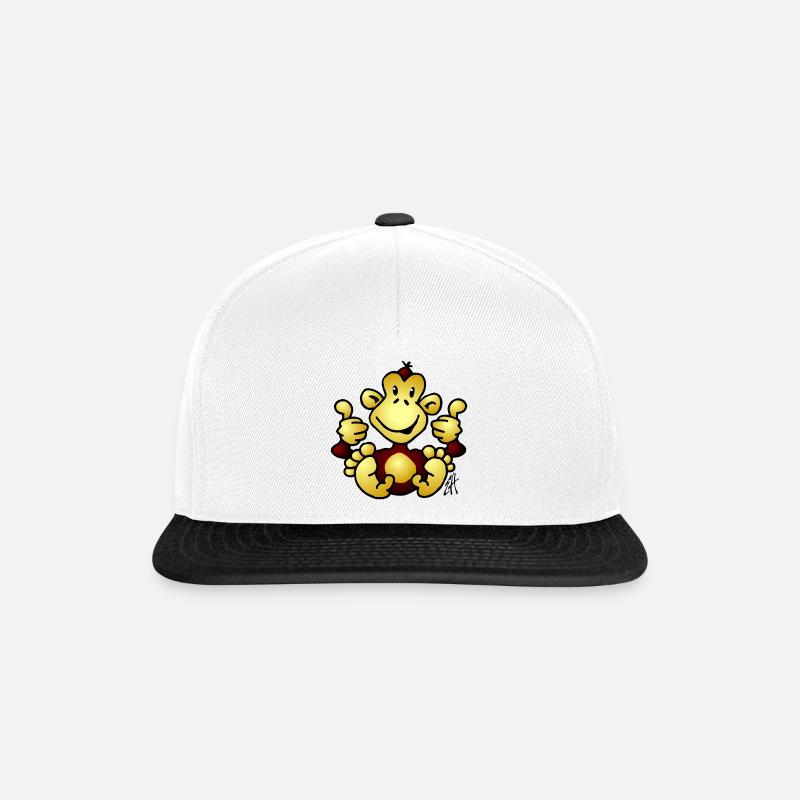 Affe - Snapback Cap - Weiß/Schwarz