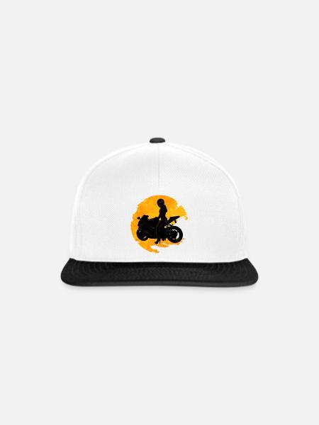Motorradfahrerin - Snapback Cap - Weiß/Schwarz