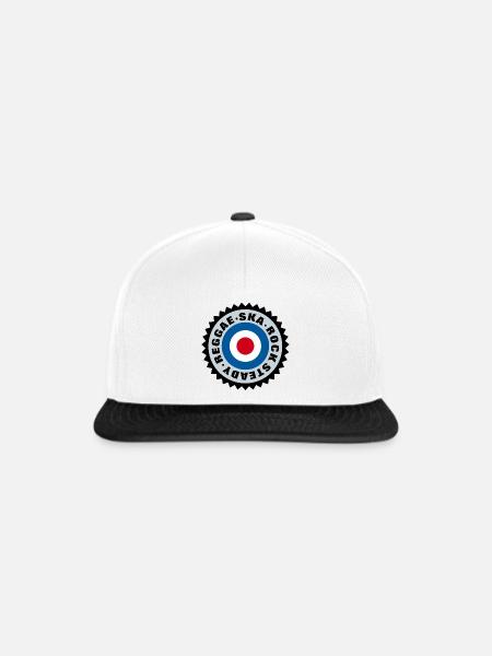 Ska, Rock Steady, Reggae Mod Target - Snapback Cap - Weiß/Schwarz