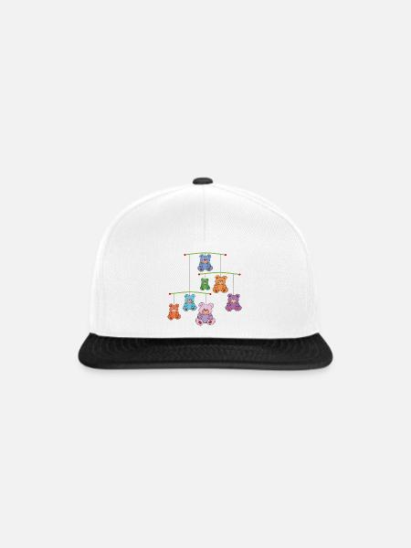 Mobilé mit Teddybären - Snapback Cap - Weiß/Schwarz