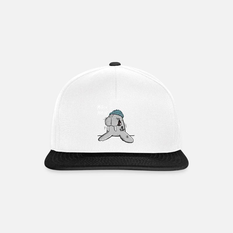 Moin Moin Walross I Robbe Comic I Norddeutschland - Snapback Cap - Weiß/Schwarz