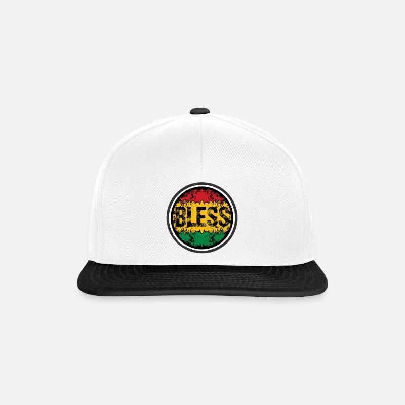 Rastafarian Blumen Muster - Snapback Cap - Weiß/Schwarz