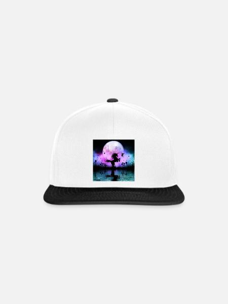 Wunderbares Einhorn mit Fee nachts - Snapback Cap - Weiß/Schwarz