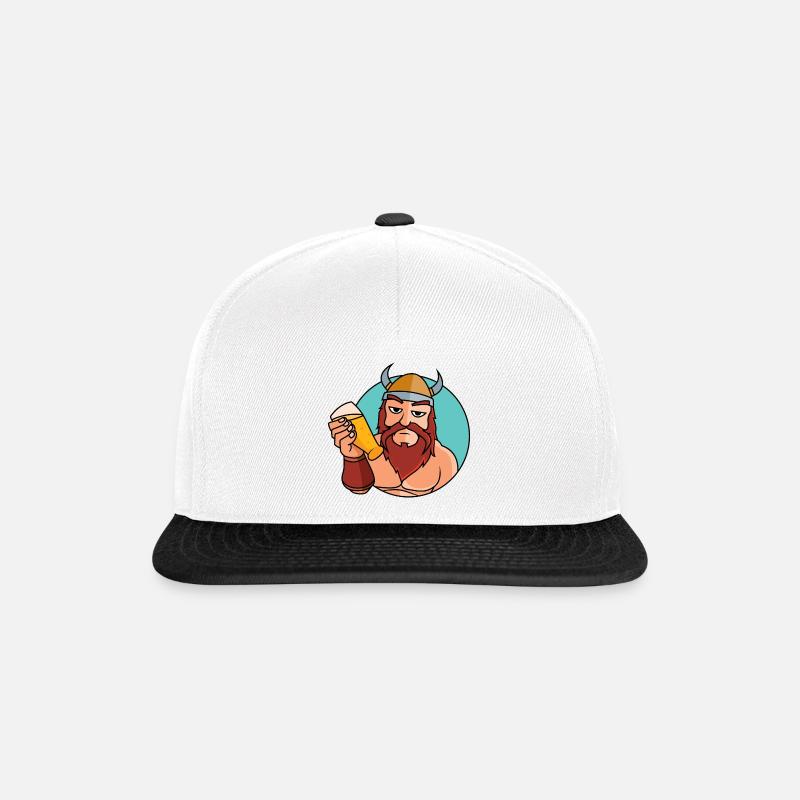 Wikinger mit Bierglas - Snapback Cap - Weiß/Schwarz