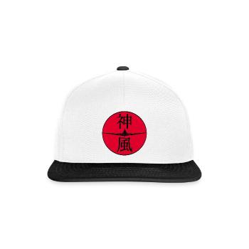 Japanische Manga Kamikaze Flugzeug - Snapback Cap - Weiß/Schwarz - Vorne