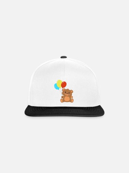 Teddybär mit Luftballons - Snapback Cap - Weiß/Schwarz